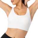 Racerback Sports Bras for Women High Support Adjustable Straps Molded Cup Workout Fitness Running Gym Bra (White, L)
