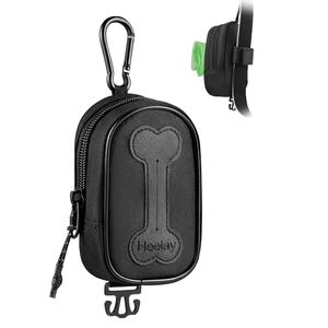 Heelay Dog Poop Bag Holder, Hands Free Cute Dog Poop Bag Dispenser for Leash with Big Opening Pet Waste Bag Holder Zippered Pouch with Carabiner Hook Waterproof Pet Poop Bag Holder Black