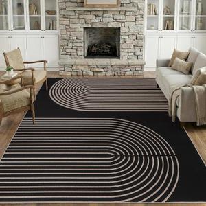 GarveeHome Modern Rainbow 8x10 Easy Jute Area Rug for Living Room -Farmhouse Indoor/Outdoor Carpet, Non-Slip & Non Shedding for Bedroom, Dining Room, Office, Backyard Patio