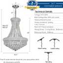 Chrome Crystal Chandeliers for Dining Room，12-Lights D22 Inch