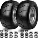 Upgrade 11x6.00-5 Flat Free Tires,2 PCS Solid Zero Turn Mowers Front Tire with 3/4" 5/8" 1/2" Bearings,6"- 8"Center Hub for Johh Deere, Cub Cadet,Bad Boy Mower,Zero Turn Riding Mower Tires,400lbs (11x6-5 Y Pattern Anti Slip(Silver Rim), Silver)