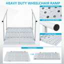 45”L x 33”W Heavy Duty Wheelchair Ramp with Handrails - 600 Lbs Capacity Portable Folding Handicap Ramp, Anti-Slip Adjustable Flap for Home Steps, Curbs & Doorways - Waterproof Rust-Proof