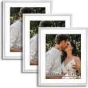 HLiWEGNS White 20x24 Frame Set of 3 - Rustic Woodgrain 20 x 24 Poster Frame for Pictures 16x20 with Mat or 20x24 Picture Frame Without Mat for Wall Gallery Display - Ideal Christmas Day