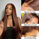 SOPSFR 13x6 Lace Front Wigs Human Hair 200 Density Chocolate Brown Straight Wigs Human Hair With Baby Around Natural Hairline 4# Brown Wig 28 Inch