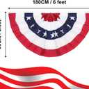 3X6FT American Pleated Fan Flag, USA Patriotic Flag Bunting Half Fan Banner 4th of july Decoration Indoor/Outdoor (Set of 4)