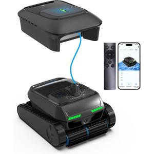 Automatic Robotic Pool Vacuum Cleaner with Skimmer, Smart Navigation, Pool Cleaner Robot for Surface, Walls, Waterline & Floor Cleaning, 10000GPH Suction, Self-Parking