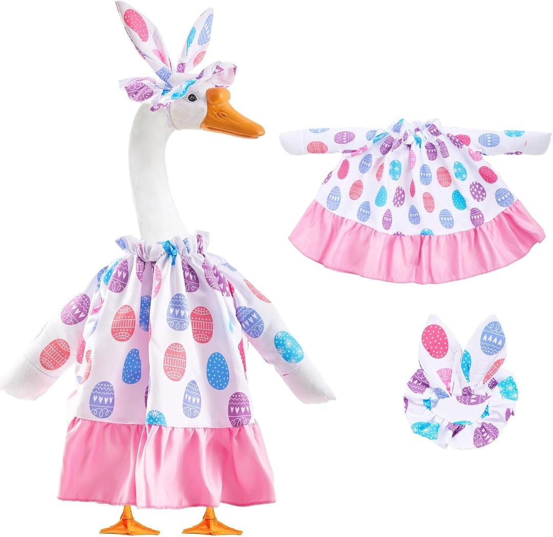 Easter Bunny Themed Cute Pattern Goose Outfit 23in High for Cement Plastic Outdoor Statue Garden Goose Costume