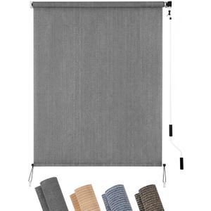 KELIXU Patio Shades Roll Up Outdoor Blind, 4' W x 6' H Cordless Sun Shade Privacy Screen with 90% UV Protection Exterior Roller Shade Cloth for Porch Pergola Backyard Windows Balcony, Gray