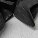 Juliet Holy Womens Pointed Toe Knee-high Boot Wide Calf Chunky Block Side Zipper Go-go Boots Size 8