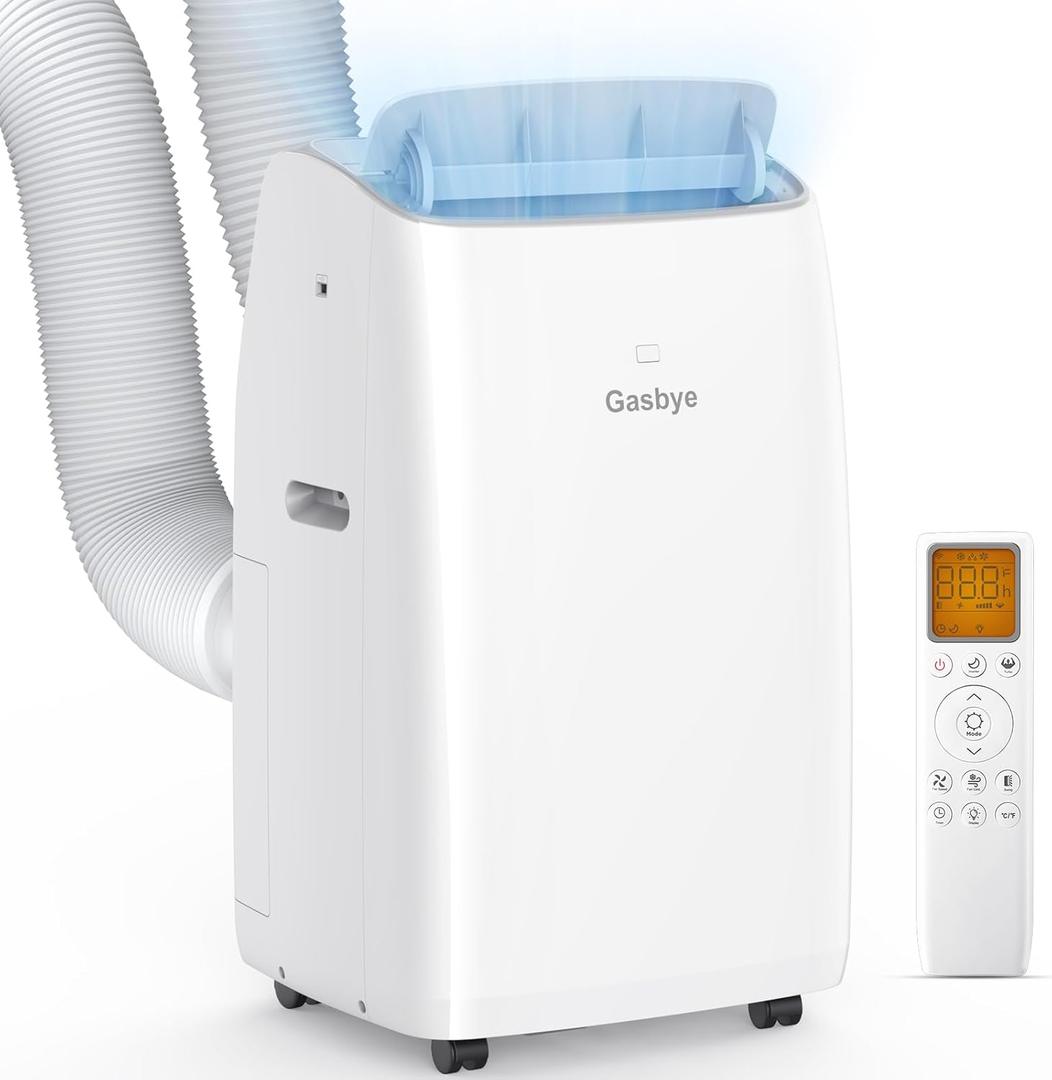Gasbye Dual Hose Portable Air Conditioner, [2026 Upgraded] Full DC Inverter Compressor, Energy-Saving 13.0 CEER, Low Noise (45dB), Cools Room up to 550 Sq.Ft., Backlit Remote Control, 15,000BTU, White