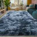 Ultra Soft Rugs for Living Room Bedroom, 5x7 Area Rugs for Living Room, Modern Shaggy Carpets Fuzzy Rug for Boys Girls Dorm Nursery Home Decor Aesthetic, Upgrade Non-Slip Durable, Tie-Dyed Blue Grey