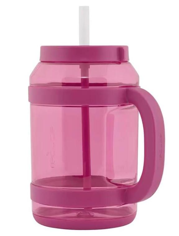 Reduce WaterDay, Spill-Proof Silicone Straws, 80oz Capacity  Pink