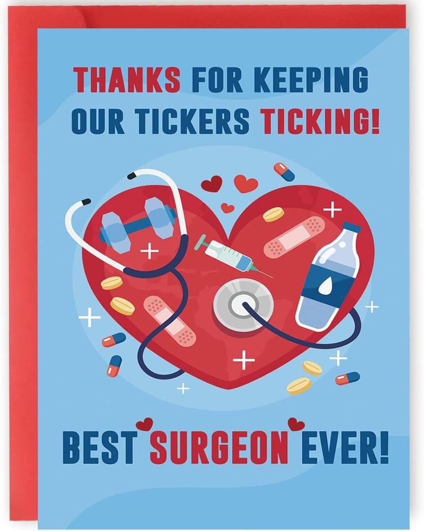 YiKaLus Funny Thank You Card for Surgeon, Heartfelt Appreciation Gift for Doctors Nurses, Best Heart Surgery Ever Appreciation Card
