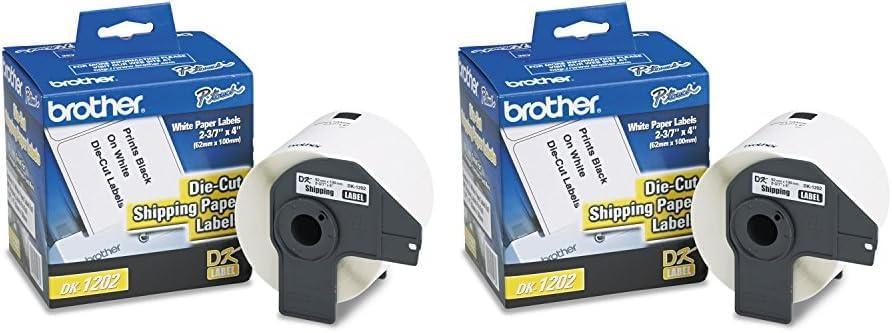 Brother Genuine DK-1202 Die-Cut Shipping Paper Labels, Long Lasting Reliability, 300 Labels Per Roll, (1) Roll per Box (Pack of 2)