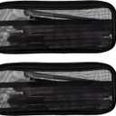 8.3 X 4 Inch 2 PCS Mesh Makeup Brush Bag Clear Travel Makeup Brush Holder Portable Mesh Travel Toiletry Bag with Zipper, Transparent Makeup Brush Storage Bag Cosmetics Brushes Organizer (Black)