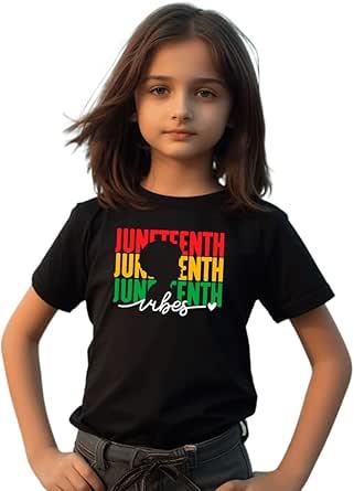 hrcfbk Repeating Juneteenth Vibes Kids Toddler Baby Boys Girls Shirt Independence Day Black History Shirt (5T,Juneteenth Vibes) 120