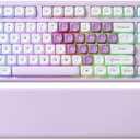 YUNZII B87 Wireless Mechanical Keyboard, QMK/ VIA Programmable, TKL Layout 87 Keys, BT/ 2.4G/ USB-C, Hot Swap Gasket Mount RGB Backlit Gaming with Wrist Rest for Win/ Mac (Purple Heart, Cocoa Cream V2)