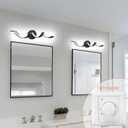 HUOKU Modern LED Bathroom Vanity Lights, 24inch Dimmable Black Bathroom Lighting Fixture Over Mirror 15W Spiral Design LED Wall Light Fixtures 6000K