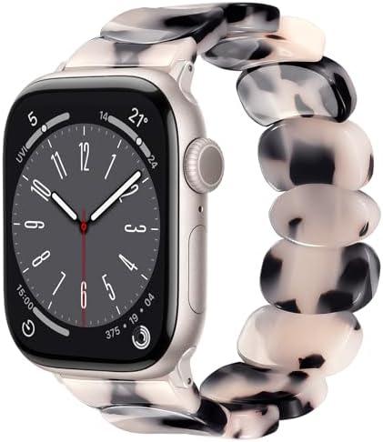 AIRSPO Resin Band Compatible with Apple Watch 38/40/41/42/44/45/46/49mm Women Fashion Handmade Dressy Watch Bands Replacement Series 11-1/SE (Crescent Moon)