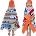 Kids Hooded Bath Towel-Soft Thick 100% Cotton Hooded Beach Towel for Kids 3-10 Years,Absorbent Fast-Drying Cute Toddler Bath & Swim Towel,for Boys & Girls 30"x50"(Vehicle Grey)