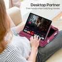 KDD Tablet Pillow Stand, Multi-Angle Viewing Ipad Holder for Lap, Bed and Desk, Foldable Soft Pad Dock with Stylus Mount Compatible with Ipad Pro 12.9, 10.5, 11, Air, Mini, Phones, Books, E-Reader