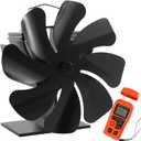 Tomersun Wood Stove Fan Heat Powered Stove Fan, Fireplace Fan for Wood Burning Stove/Pellet/Fireplace, with Moisture Meter