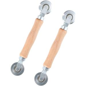 2Pcs Door Window Installation Hand Spline Roller Rolling Tool, Stainless Steel Wheel Window Install Tool with Wooden Handle