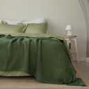 100% Turkish Cotton Waffle Throw Blanket King Size Green - Premium Quality, Light and Airy Waffle Weave All-Season Quilt - Lux Decorative Bedspread (Dark Green, King Size 95" x 110" Inch)