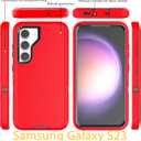 YmxhcY Case Designed for Galaxy S23 with Self Healing Flexible TPU Film[2 Pack] and Lens Protective Film[2 Pack],3-in-1 Heavy Protection Cover for Samsung Galaxy S23 6.1 D-Red and Black