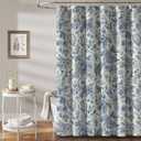 MUGINYU Boho Blue Floral Linen Shower Curtain for Bathroom - Rustic Farmhouse cottagecore Print Pattern Botanical Boho Shower Curtain Set Aesthetic Chinoiserie Vintage Bathroom Decor
