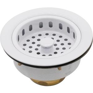 Westbrass D214-50 3-1/2" Post Style Large Kitchen Sink Basket Strainer, 1-Pack, Powder Coat White