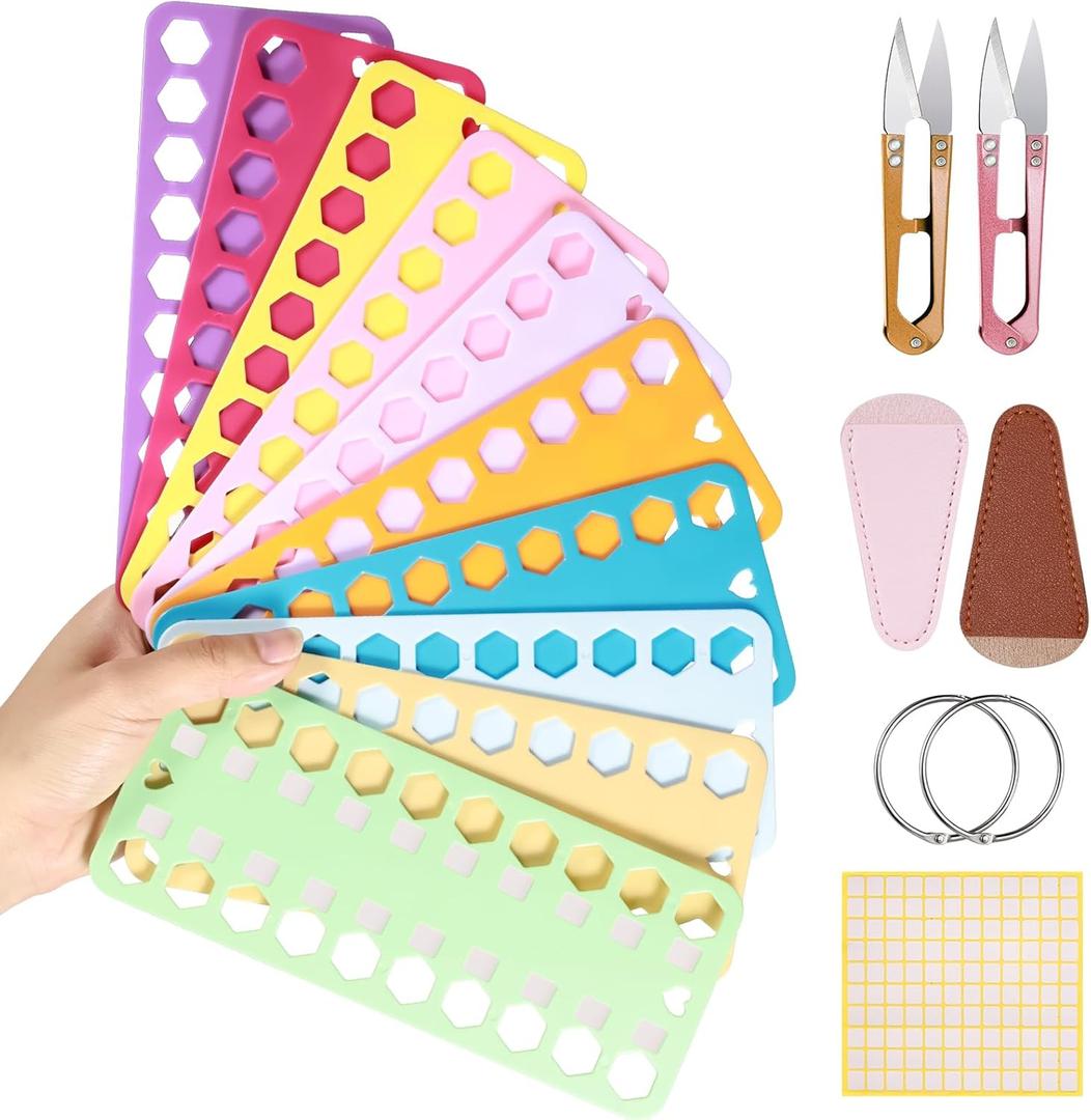 Embroidery Floss Organizer,10 Pcs Cross Stitch Supplies and 2 Pcs Thread Snippers for Sewing with Leather Scissors Sheath Cover,Needlepoint Thread Organizer and Thread Scissors Combined