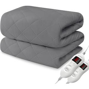 Heated Mattress Pad King Size, Electric Mattress Pad Cover w/Dual Control 8 Heating Settings, Bed Warmer w/ 4 Auto Shut Off Settings, UL Certified, Deep Pocket, Machine Washable, Dark Grey