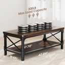 Rectangle Coffee Tables for Living Room, Wood Rectangular Coffee Table, 2 Tier Dark Brown Modern Center Table with Thickened Tabletop and Metal Frame, 47 inch Long (Walnut)