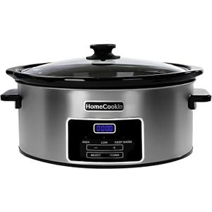 8-Quart Digital Programmable Slow Cooker with Timer - Small Kitchen Appliance for Family Dinners - Serves 10+ People - Heat Settings: Keep Warm, Low and High