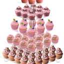 Cupcake Stand,5 Tier Large Cupcake Holder, Square Cupcake Tower Tree, Clear Cupcake Stand, Dessert Pastry Display Stand for Wedding, Party, Birthday