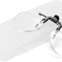 Unisex Clip-On & Flip-Up Reading Glasses - Frameless Magnifying Lenses with Blue Light Blocking (Transparent)
