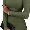 ANRABESS Women Long Sleeve Mock Neck Bodycon Mini Dress 2025 Fall Ribbed Slim Fit Pencil Cocktail Club Night Dresses (X-Small, Army Green)