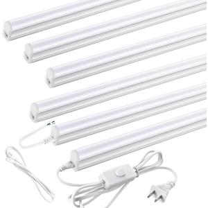 Pak 4FT LED Shop Lights, 2300LM 6500K Cool White, 20W Energy-Saving Super Bright Linkable T5 Ceiling and Under Cabinet Lighting Fixture for Garage, Workshop, Basement, Warehouse, FCC Certified, 6 Pack