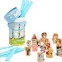 Bluey Stacking Game  Spin, Balance & Play with 15 Fun Character Pieces & Sticks, Exciting Wooden Stacking Game for Kids, Toddlers & Families Ages 3+