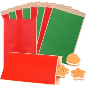 Marspark 1000 Pcs 4 x 6 Inches Christmas Red Green Kraft Treat Bags Goodies Bags Candy Snack Buffet Paper Holiday Party Favor Gift for Winter Xmas Picnic BBQ Bridal Wedding Birthday Party