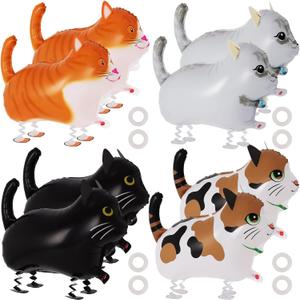 8 Pcs Walking Cat Balloons,Cat Balloons for Kids,Walking Animal Foil Mylar Balloon,Farm Birthday Decorations for Cat Theme Party Supplies (Cat-8 Pcs)
