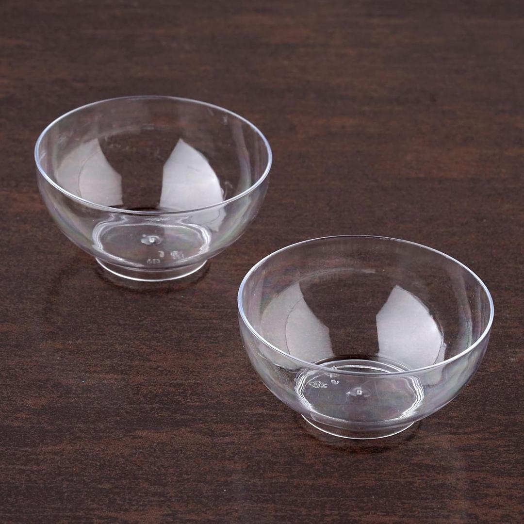 TABLECLOTHSFACTORY 60 Pcs - Clear Petite Round 4oz Disposable Plastic Dessert Bowl