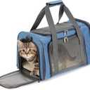 Mr. Pen- Pet Carrier, 17.5" x 11.2" x 11.5", Medium Size, Blue, Portable Travel Carrier for Small Pets, Cats & Small Dogs, Breathable Mesh, Safety Inner Leash, Side Pocket & Padded Shoulder Strap
