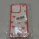 EYZUTAK Case for iPhone 16 Pro, Clear Cute Ribbon Bowknot Pattern Aesthetic Transparent Phone Case Raised Camera Protection Stylish Slim Soft Durable TPU Protective Cover for Women Girls - Red