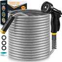 Garden Hose 50 FT, Stainless Steel Heavy Duty Water Hose With 10 Function Nozzles, Flexible No-Kink, Pet-Proof, Puncture-Proof Rust-Proof for Yard, Outdoors