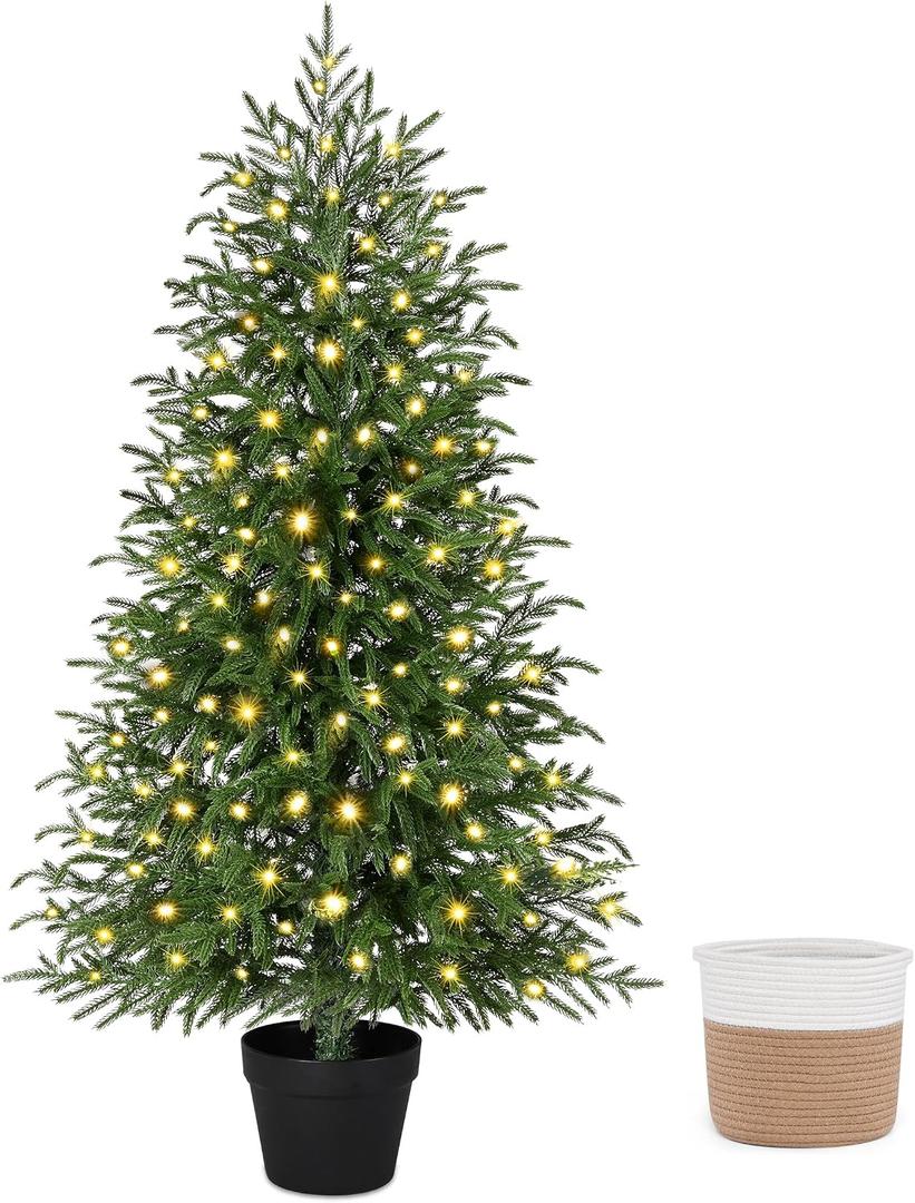 4FT Prelit Norfolk Pine Tree, Christmas Tree with Lights (1 PC)