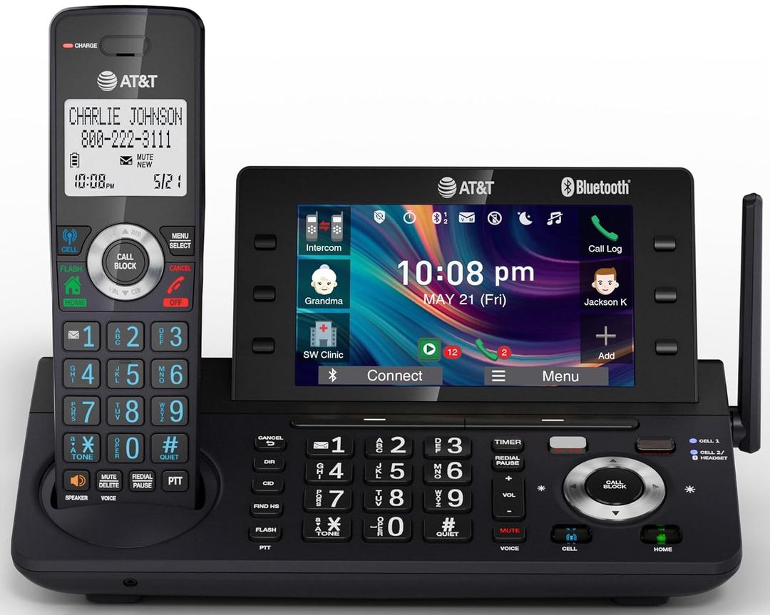 AT&T DECT 6.0 Cordless Home and Business Phone with Answering Machine, 5" Large Color Display, One-Touch Shortcut, Conference, Intercom, Smart Call Blocker, Bluetooth Connect to Cell: DLP73190