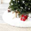 Christmas Tree Skirt 60 Inches, White Tree Skirts Xmas Faux Rabbit Fur Tree Skirts Christmas Decorations for Holiday Christmas Party Home Decorations