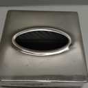 Monarch Abode Handcrafted Wave Embossed Tissue Box Cover Square, Nickel Chrome Tissue Holder for Bathroom, Square Metal Dresser Accessories, Decorative Tissue Box Holder, Nickel Chrome Tissue Cover